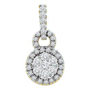 14kt Yellow Gold Women's Round Diamond Circle Frame Flower Cluster Pendant 1-2 Cttw - FREE Shipping (US/CAN)-Gold & Diamond Pendants & Necklaces-JadeMoghul Inc.