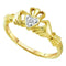 14kt Yellow Gold Women's Round Diamond Claddagh Heart Ring .01 Cttw - FREE Shipping (US/CAN)-Gold & Diamond Heart Rings-5-JadeMoghul Inc.