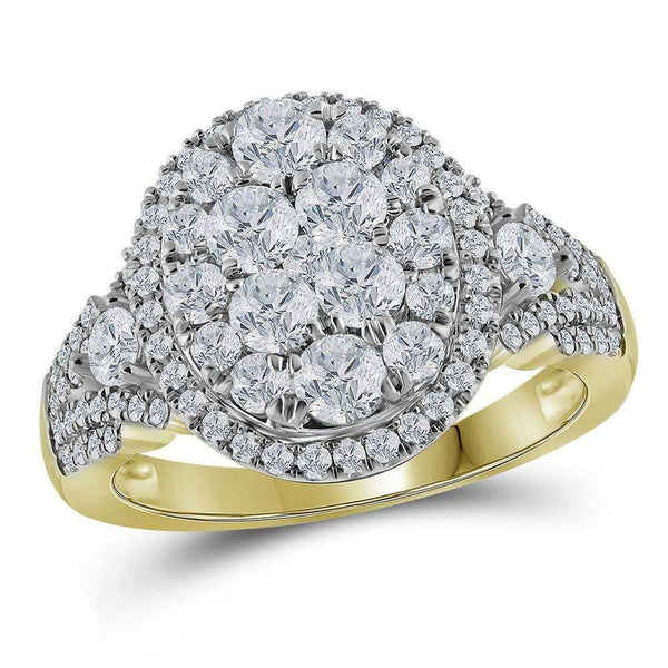 14kt Yellow Gold Women's Round Diamond Cluster Bridal Wedding Engagement Ring 1-1/2 Cttw - FREE Shipping (US/CAN)-Gold & Diamond Engagement & Anniversary Rings-5-JadeMoghul Inc.