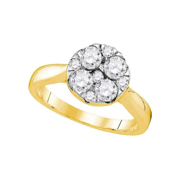 14kt Yellow Gold Women's Round Diamond Cluster Bridal Wedding Engagement Ring 1.00 Cttw - FREE Shipping (US/CAN)-Gold & Diamond Engagement & Anniversary Rings-5-JadeMoghul Inc.