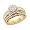 14kt Yellow Gold Women's Round Diamond Cluster Bridal Wedding Engagement Ring Band Set 1-1/2 Cttw - FREE Shipping (US/CAN)-Gold & Diamond Wedding Ring Sets-5-JadeMoghul Inc.