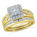 14kt Yellow Gold Women's Round Diamond Cluster Bridal Wedding Engagement Ring Band Set 1.00 Cttw - FREE Shipping (US/CAN)-Wedding Jewelry-6-JadeMoghul Inc.