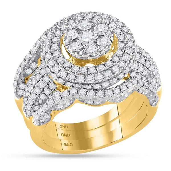 14kt Yellow Gold Women's Round Diamond Cluster Bridal Wedding Engagement Ring Band Set 2-3/8 Cttw - FREE Shipping (US/CAN)-Wedding Jewelry-5-JadeMoghul Inc.