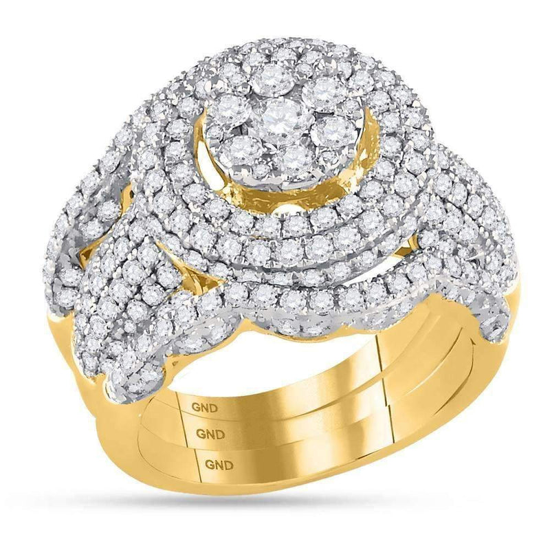 14kt Yellow Gold Women's Round Diamond Cluster Bridal Wedding Engagement Ring Band Set 2-3/8 Cttw - FREE Shipping (US/CAN)-Wedding Jewelry-5-JadeMoghul Inc.