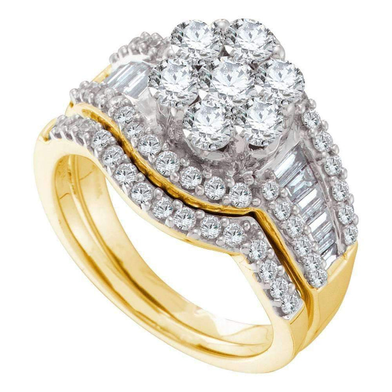 14kt Yellow Gold Women's Round Diamond Cluster Bridal Wedding Engagement Ring Band Set 2.00 Cttw - FREE Shipping (US/CAN)-Wedding Jewelry-5-JadeMoghul Inc.