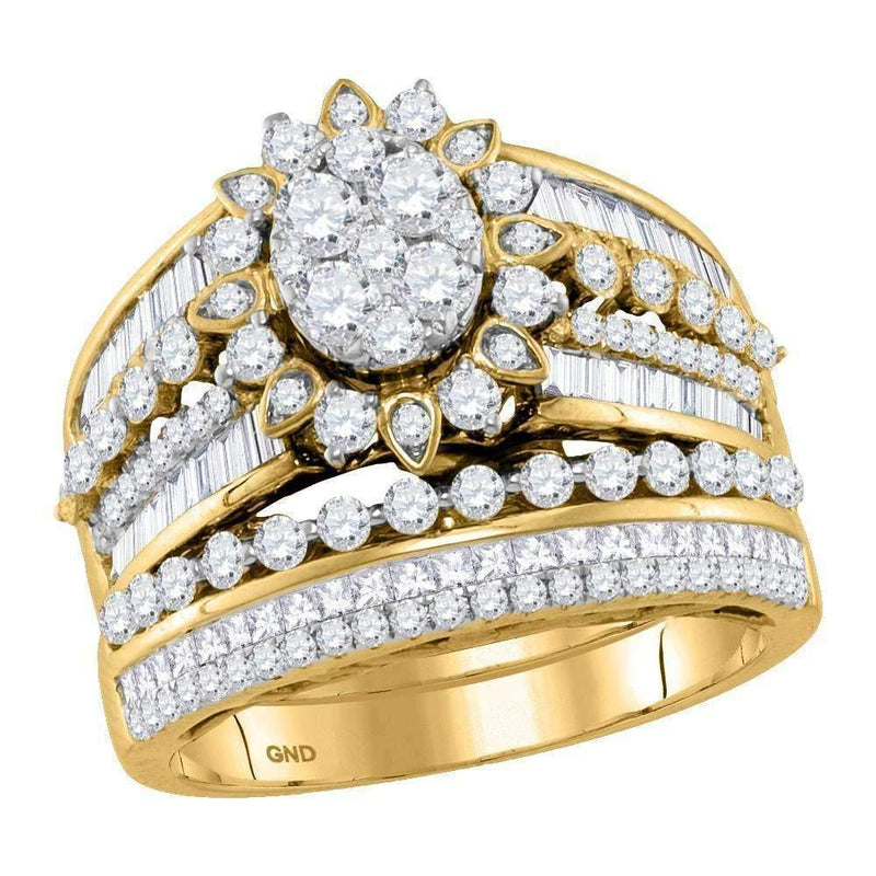 14kt Yellow Gold Women's Round Diamond Cluster Bridal Wedding Engagement Ring Band Set 2.00 Cttw - FREE Shipping (US/CAN)-Wedding Jewelry-5-JadeMoghul Inc.