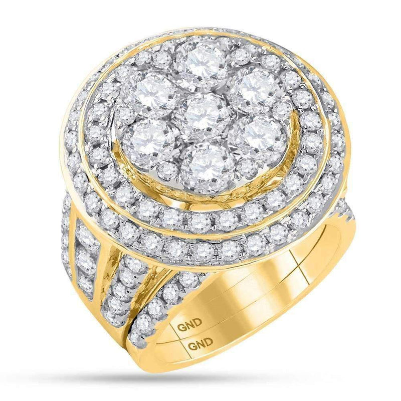 14kt Yellow Gold Women's Round Diamond Cluster Bridal Wedding Engagement Ring Band Set 7.00 Cttw - FREE Shipping (US/CAN)-Wedding Jewelry-5.5-JadeMoghul Inc.