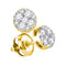 14kt Yellow Gold Women's Round Diamond Cluster Earrings 1-4 Cttw - FREE Shipping (USA/CAN)-Gold & Diamond Earrings-JadeMoghul Inc.