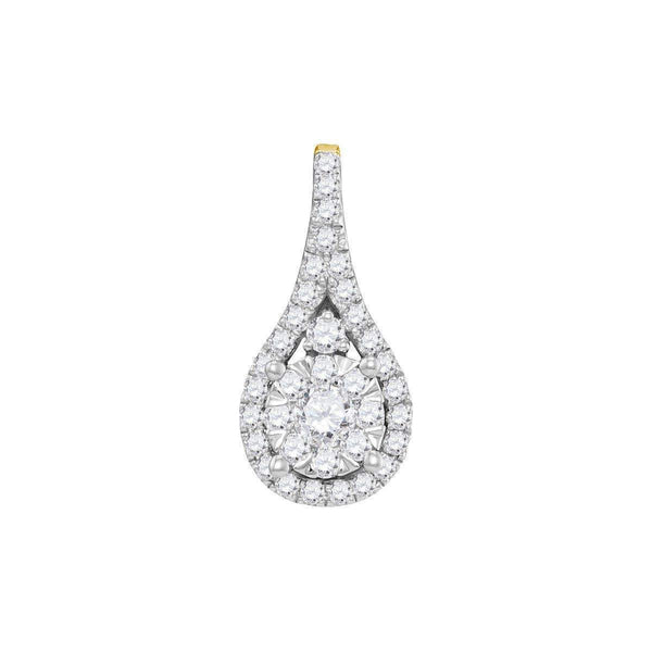 14kt Yellow Gold Women's Round Diamond Cluster Pendant 5-8 Cttw - FREE Shipping (US/CAN)-Gold & Diamond Pendants & Necklaces-JadeMoghul Inc.