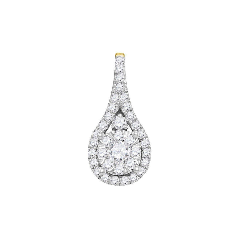 14kt Yellow Gold Women's Round Diamond Cluster Pendant 5-8 Cttw - FREE Shipping (US/CAN)-Gold & Diamond Pendants & Necklaces-JadeMoghul Inc.