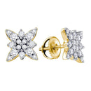 14kt Yellow Gold Women's Round Diamond Cluster Stud Screwback Earrings 5-8 Cttw - FREE Shipping (USA/CAN)-Gold & Diamond Earrings-JadeMoghul Inc.