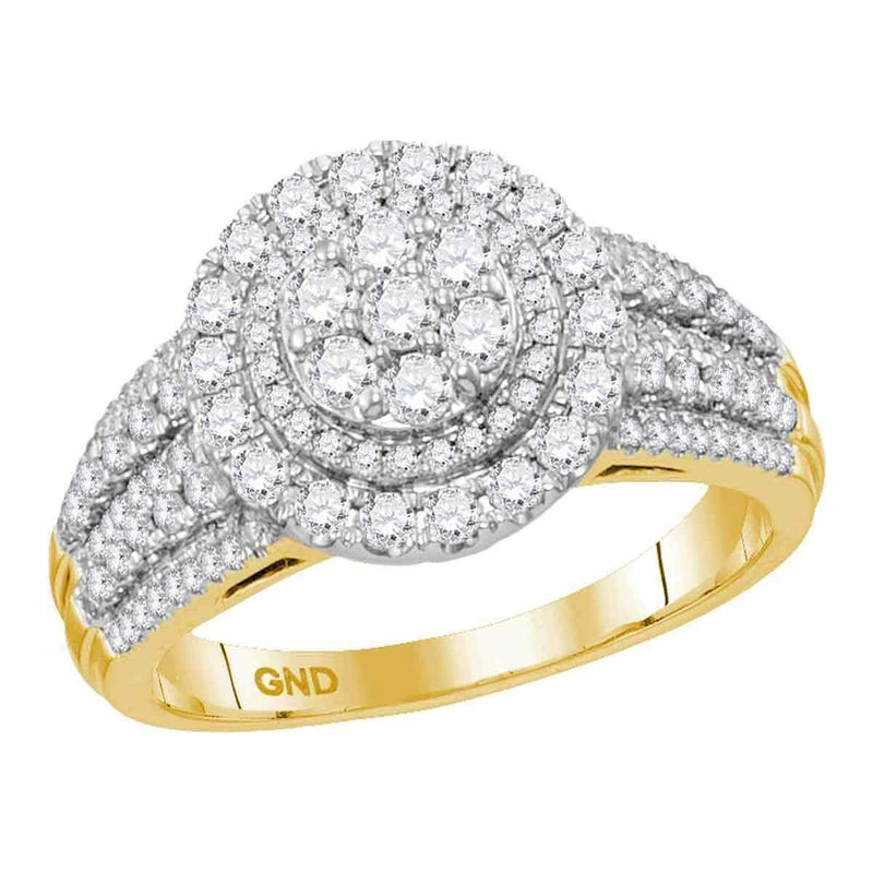 14kt Yellow Gold Women's Round Diamond Concentric Circle Cluster Bridal Wedding Engagement Ring 1.00 Cttw - FREE Shipping (US/CAN)-Gold & Diamond Engagement & Anniversary Rings-6.5-JadeMoghul Inc.