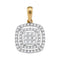 14kt Yellow Gold Women's Round Diamond Concentric Square Cluster Pendant 1-3 Cttw - FREE Shipping (US/CAN)-Gold & Diamond Pendants & Necklaces-JadeMoghul Inc.