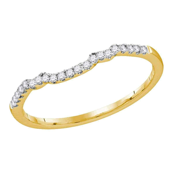 14kt Yellow Gold Women's Round Diamond Contoured Slender Wedding Band 1-10 Cttw - FREE Shipping (US/CAN)-Gold & Diamond Wedding Jewelry-JadeMoghul Inc.