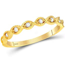 14kt Yellow Gold Womens Round Diamond Contoured Stackable Band Ring 1-10 Cttw-Gold & Diamond Rings-JadeMoghul Inc.