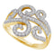 14kt Yellow Gold Women's Round Diamond Curled Swirl Fashion Band Ring 1/2 Cttw - FREE Shipping (US/CAN)-Gold & Diamond Fashion Rings-5-JadeMoghul Inc.