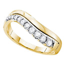 14kt Yellow Gold Women's Round Diamond Curved Single Row Band 1/3 Cttw - FREE Shipping (US/CAN)-Gold & Diamond Bands-5-JadeMoghul Inc.