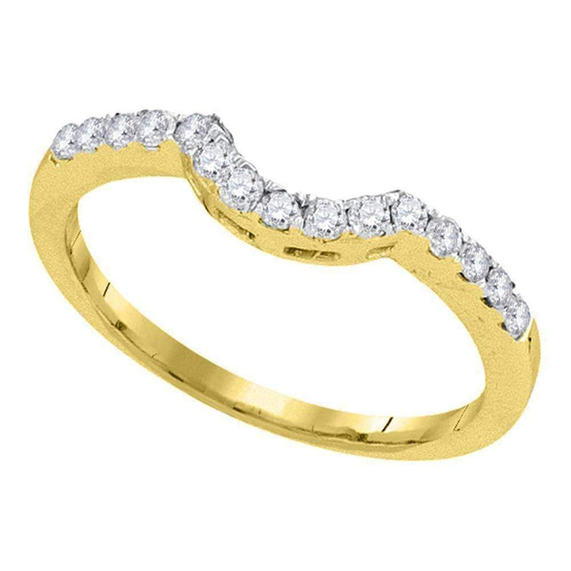 14kt Yellow Gold Women's Round Diamond Curved Wedding Band Ring 1/4 Cttw - FREE Shipping (US/CAN)-Wedding Jewelry-6-JadeMoghul Inc.