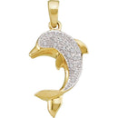 14kt Yellow Gold Women's Round Diamond Dolphin Fish Animal Pendant 1-10 Cttw - FREE Shipping (US/CAN)-Gold & Diamond Pendants & Necklaces-JadeMoghul Inc.