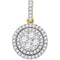14kt Yellow Gold Women's Round Diamond Double Frame Flower Cluster Pendant 7-8 Cttw - FREE Shipping (US/CAN)-Gold & Diamond Pendants & Necklaces-JadeMoghul Inc.