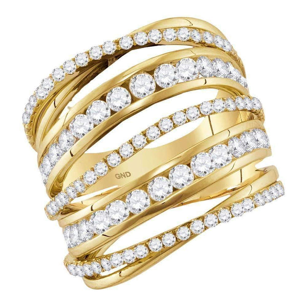 14kt Yellow Gold Women's Round Diamond Fashion Open Strand Cocktail Ring 2-1/2 Cttw - FREE Shipping (US/CAN)-Rings And Bands-5-JadeMoghul Inc.