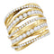 14kt Yellow Gold Women's Round Diamond Fashion Open Strand Cocktail Ring 2-1/2 Cttw - FREE Shipping (US/CAN)-Rings And Bands-5-JadeMoghul Inc.