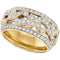 14kt Yellow Gold Women's Round Diamond Floral Band Ring 3/4 Cttw - FREE Shipping (US/CAN)-Gold & Diamond Bands-5-JadeMoghul Inc.