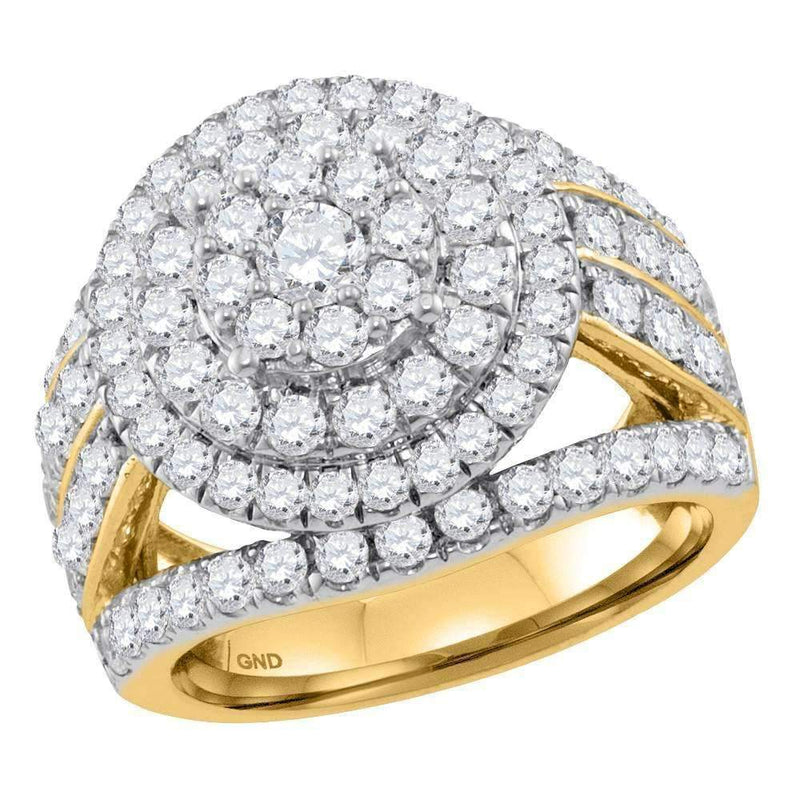 14kt Yellow Gold Women's Round Diamond Flower Cluster Bridal Wedding Engagement Ring 3.00 Cttw - FREE Shipping (US/CAN)-Wedding Jewelry-5-JadeMoghul Inc.