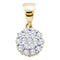 14kt Yellow Gold Women's Round Diamond Flower Cluster Pendant 1-4 Cttw - FREE Shipping (US/CAN)-Gold & Diamond Pendants & Necklaces-JadeMoghul Inc.