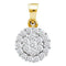 14kt Yellow Gold Women's Round Diamond Flower Cluster Pendant 7-8 Cttw - FREE Shipping (US/CAN)-Gold & Diamond Pendants & Necklaces-JadeMoghul Inc.