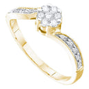 14kt Yellow Gold Womens Round Diamond Flower Cluster Ring 1-4 Cttw-Gold & Diamond Cluster Rings-JadeMoghul Inc.