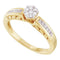 14kt Yellow Gold Women's Round Diamond Flower Cluster Ring 1/4 Cttw - FREE Shipping (USA/CAN)-Gold & Diamond Engagement & Anniversary Rings-5-JadeMoghul Inc.