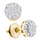 14kt Yellow Gold Women's Round Diamond Flower Cluster Screwback Earrings 1-2 Cttw - FREE Shipping (US/CAN)-Gold & Diamond Earrings-JadeMoghul Inc.