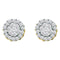 14kt Yellow Gold Women's Round Diamond Flower Cluster Screwback Earrings 3-4 Cttw - FREE Shipping (USA/CAN)-Gold & Diamond Earrings-JadeMoghul Inc.