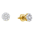 14kt Yellow Gold Women's Round Diamond Flower Cluster Screwback Stud Earrings 1-2 Cttw - FREE Shipping (USA/CAN)-Gold & Diamond Earrings-JadeMoghul Inc.