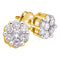 14kt Yellow Gold Women's Round Diamond Flower Cluster Screwback Stud Earrings 1.00 Cttw - FREE Shipping (US/CAN)-Gold & Diamond Earrings-JadeMoghul Inc.