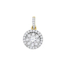 14kt Yellow Gold Women's Round Diamond Frame Flower Cluster Pendant 7-8 Cttw - FREE Shipping (US/CAN)-Gold & Diamond Pendants & Necklaces-JadeMoghul Inc.