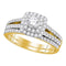 14kt Yellow Gold Women's Round Diamond Halo Bridal Wedding Engagement Ring Band Set 1.00 Cttw - FREE Shipping (US/CAN) (Certified)-Gold & Diamond Wedding Ring Sets-5-JadeMoghul Inc.
