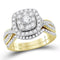 14kt Yellow Gold Womens Round Diamond Halo Bridal Wedding Engagement Ring Band Set 1.00 Cttw-Gold & Diamond Wedding Ring Sets-JadeMoghul Inc.