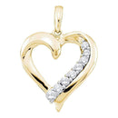 14kt Yellow Gold Women's Round Diamond Heart Love Pendant 1-4 Cttw - FREE Shipping (US/CAN)-Gold & Diamond Pendants & Necklaces-JadeMoghul Inc.