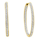 14kt Yellow Gold Women's Round Diamond Inside Outside Hoop Earrings 1.00 Cttw - FREE Shipping (USA/CAN)-Gold & Diamond Earrings-JadeMoghul Inc.