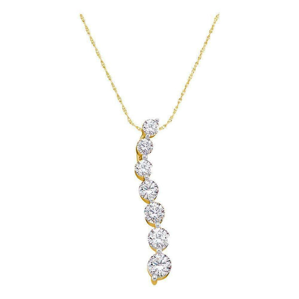 14kt Yellow Gold Women's Round Diamond Journey Pendant 1-2 Cttw - FREE Shipping (US/CAN)-Gold & Diamond Pendants & Necklaces-JadeMoghul Inc.