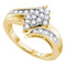 14kt Yellow Gold Women's Round Diamond Marquise-shape Cluster Ring 1/2 Cttw - FREE Shipping (USA/CAN)-Gold & Diamond Engagement & Anniversary Rings-5-JadeMoghul Inc.