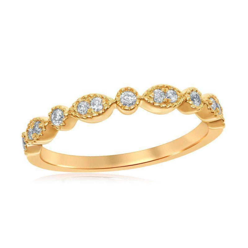 14kt Yellow Gold Women's Round Diamond Milgrain Stackable Band Ring 1-6 Cttw - FREE Shipping (US/CAN)-Rings And Bands-JadeMoghul Inc.