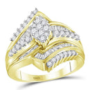 14kt Yellow Gold Women's Round Diamond Oval Cluster Bridal Wedding Engagement Ring 1.00 Cttw - FREE Shipping (US/CAN)-Gold & Diamond Engagement & Anniversary Rings-JadeMoghul Inc.