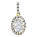 14kt Yellow Gold Women's Round Diamond Oval Cluster Pendant 1-2 Cttw - FREE Shipping (US/CAN)-Gold & Diamond Pendants & Necklaces-JadeMoghul Inc.