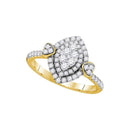 14kt Yellow Gold Women's Round Diamond Oval Double Halo Cluster Ring 5/8 Cttw - FREE Shipping (US/CAN)-Gold & Diamond Cluster Rings-5-JadeMoghul Inc.