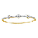 14kt Yellow Gold Women's Round Diamond Pave-set Bangle Bracelet 1-1-2 Cttw - FREE Shipping (US/CAN)-Gold & Diamond Bracelets-JadeMoghul Inc.