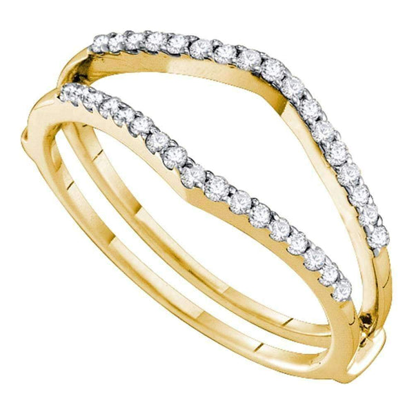 14kt Yellow Gold Women's Round Diamond Ring Guard Wrap Enhancer Wedding Band 1/4 Cttw - FREE Shipping (US/CAN)-Gold & Diamond Wedding Jewelry-5-JadeMoghul Inc.