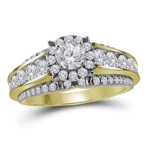 14kt Yellow Gold Women's Round Diamond Round Bridal Wedding Engagement Ring 2.00 Cttw - FREE Shipping (US/CAN) (Certified)-Wedding Jewelry-6-JadeMoghul Inc.